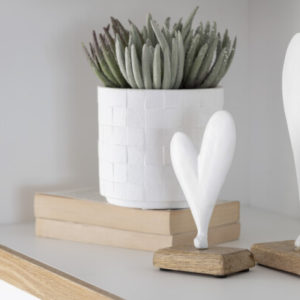 Coeur Sur Pied Graphique Aluminium/Bois Blanc Small