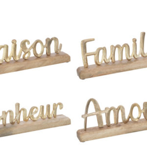 Mots Sur Pied Aluminium/Bois Or Assortiment De 4