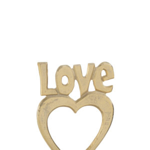 Love Coeur Sur Pied Aluminium/Bois Or Large