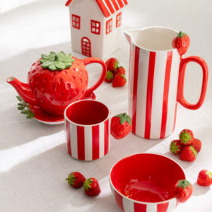 Theiere + Plateau Fraise Dolomite Rouge