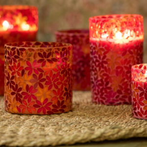Bougie Parfumee Fleur Mosaique Cire Medium 2 Sortiert - 55heures
