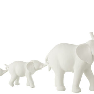 Elephant Rang 3 Polyresine Blanc
