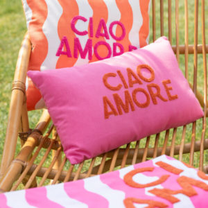 Coussin Ciao Amore Coton Rose/Orange