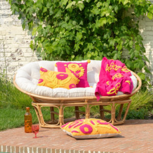Coussin Rectangle Broderie Fleur Coton Mix Assortiment De 2
