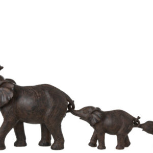 Elephants 3 A La Suite Resine Marron