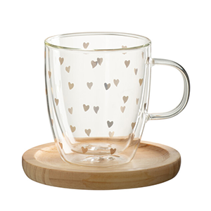 Mug Coeur Verre Transparent/Or